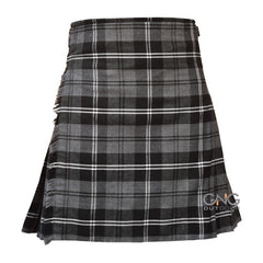Men's 8-Yard Hamilton Grey Tartan Kilt  Traditional Highland Wear