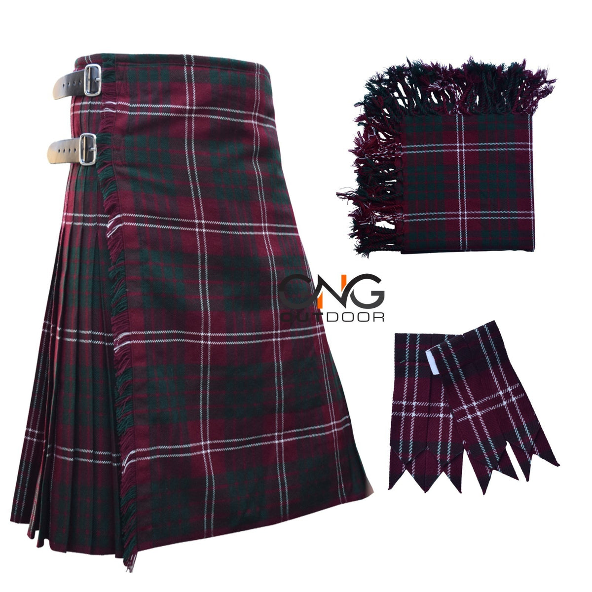Scottish Crawford 8 Yard Kilt for Men with Matching Flashes and Fly Plaid