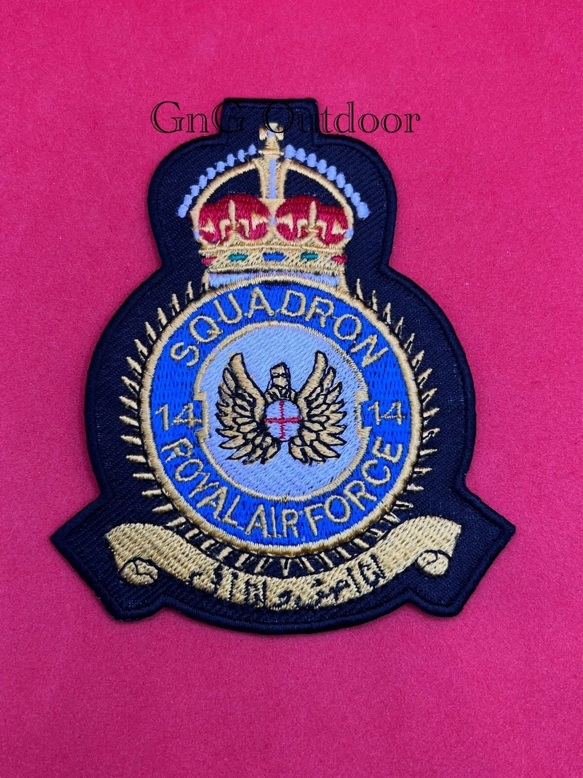 King’s Crown Royal Air Force 14 Squadron Machine Embroidered Patch RAF Badges