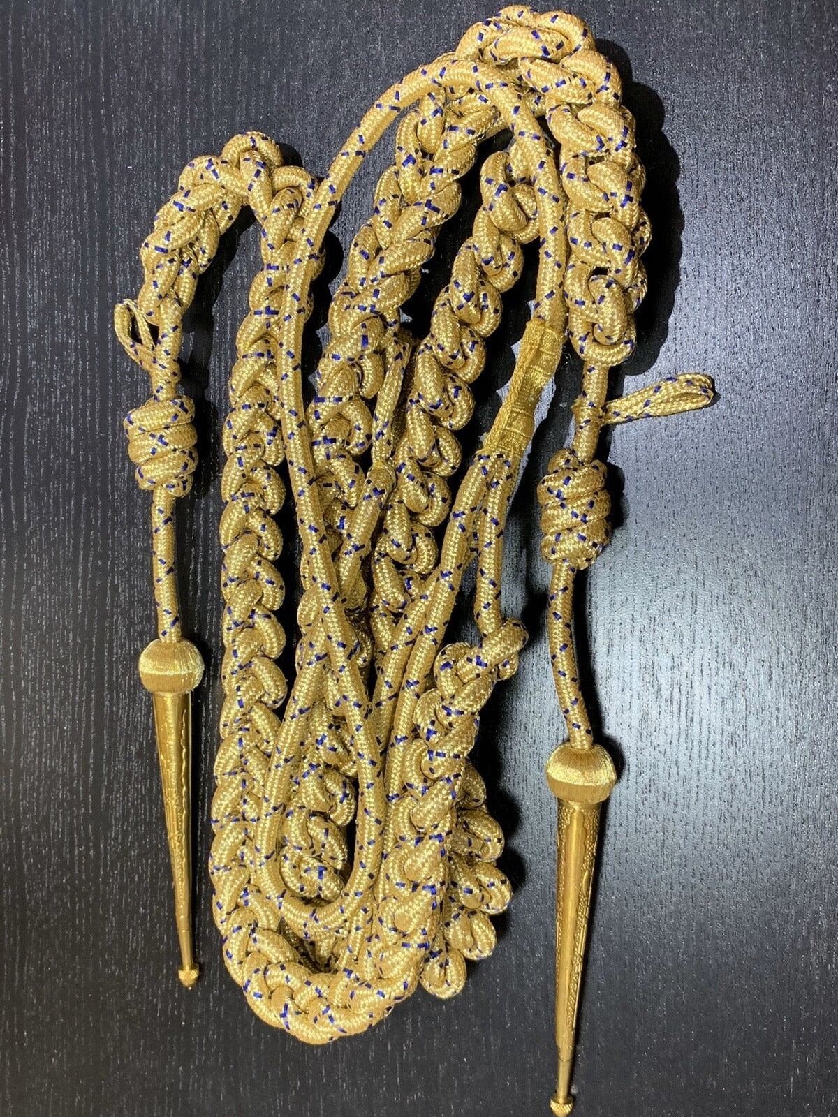 Gold and Blue Mylar Aiguillette Military Dress Cord Army Air Force Navy Uniform Braid