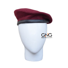 Military Maroon Wool Beret Hat for Men Army Style Cap, Small to 2XL