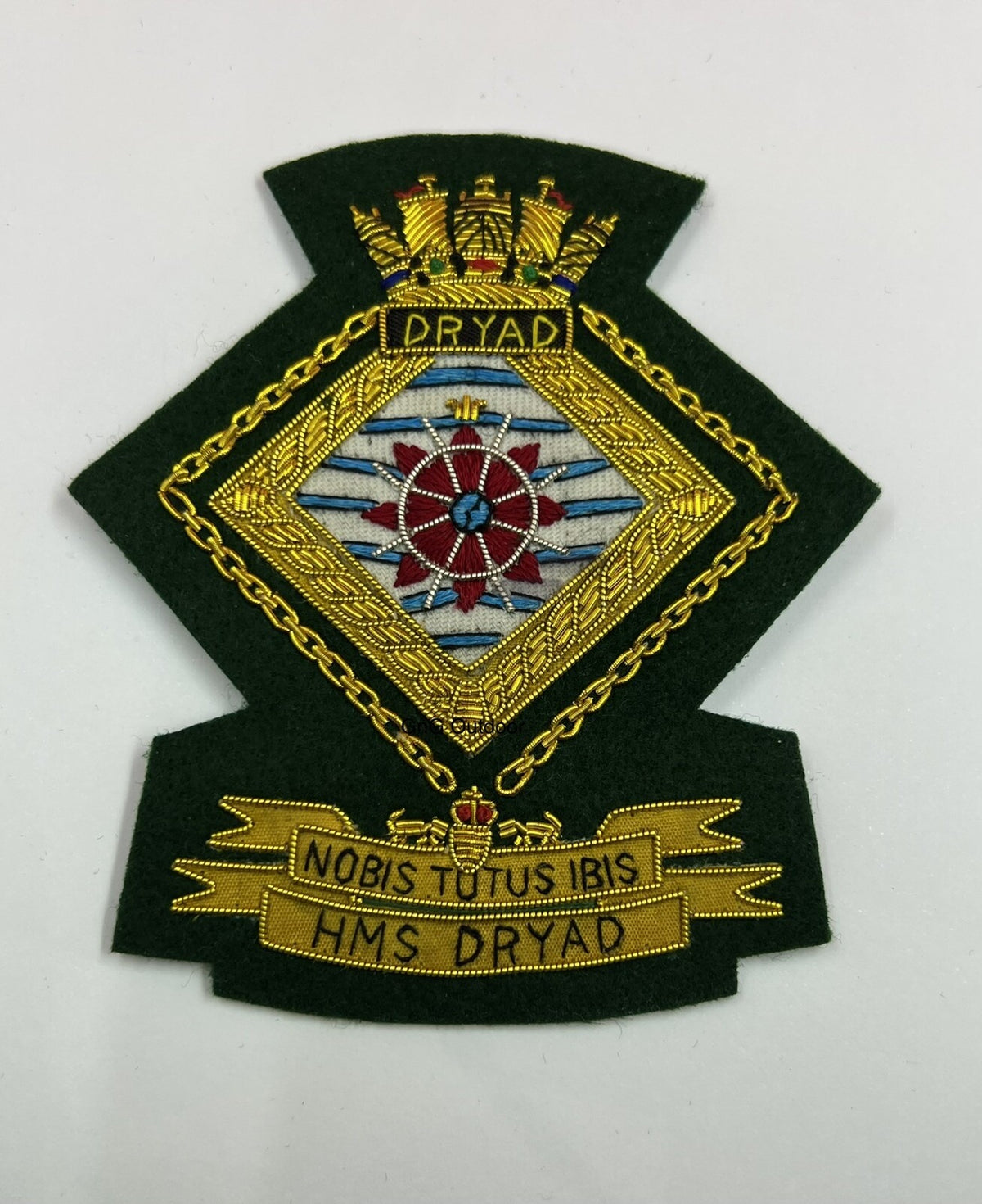 HMS Dryad Royal Navy Blazer Badge Royal Navy Embroidered Bullion Wire Badges