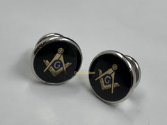 Masonic Freemason Silver Cufflinks Square Compass Blue Enamel G Silver Cufflinks