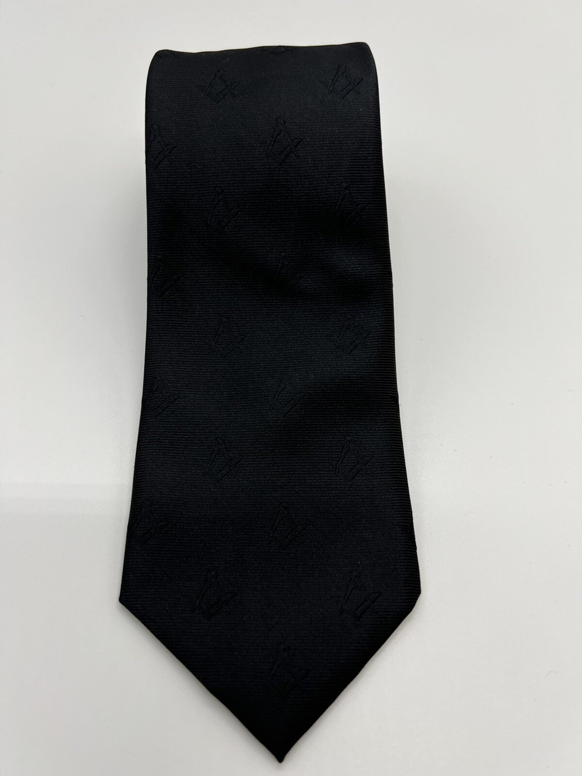 Masonic Square & Compass Black Tie Handmade Freemason Lodge Gift Formal Neck Tie