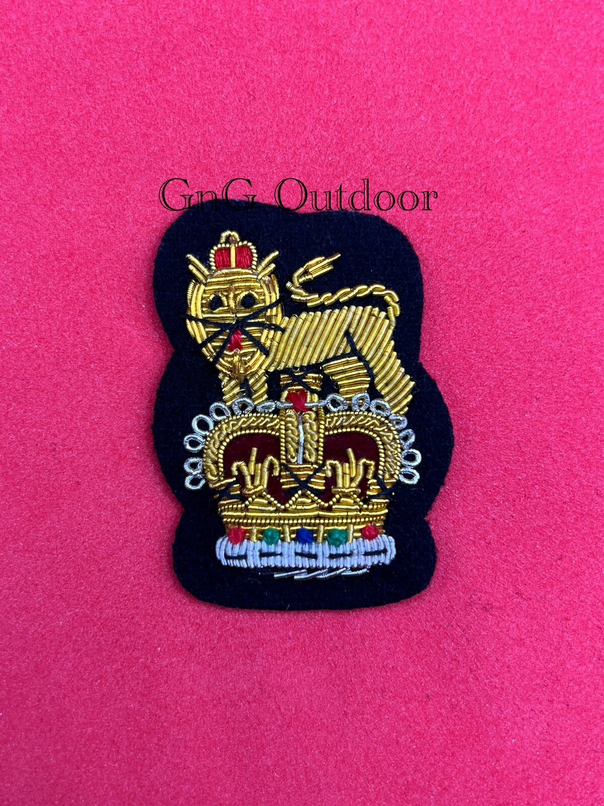 General Staff Officer Hat Badge On Black Felt Hand Embroidered With Bullion Wire