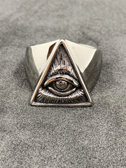 Illuminati All Seeing Eye Pyramid Ring Masonic Men’s Stainless Steel Signet Ring