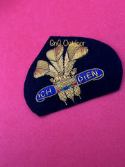 Royal Regiment Of Wales Cap Badge RROW Embroidered Gold Bullion Wire Cap Badge