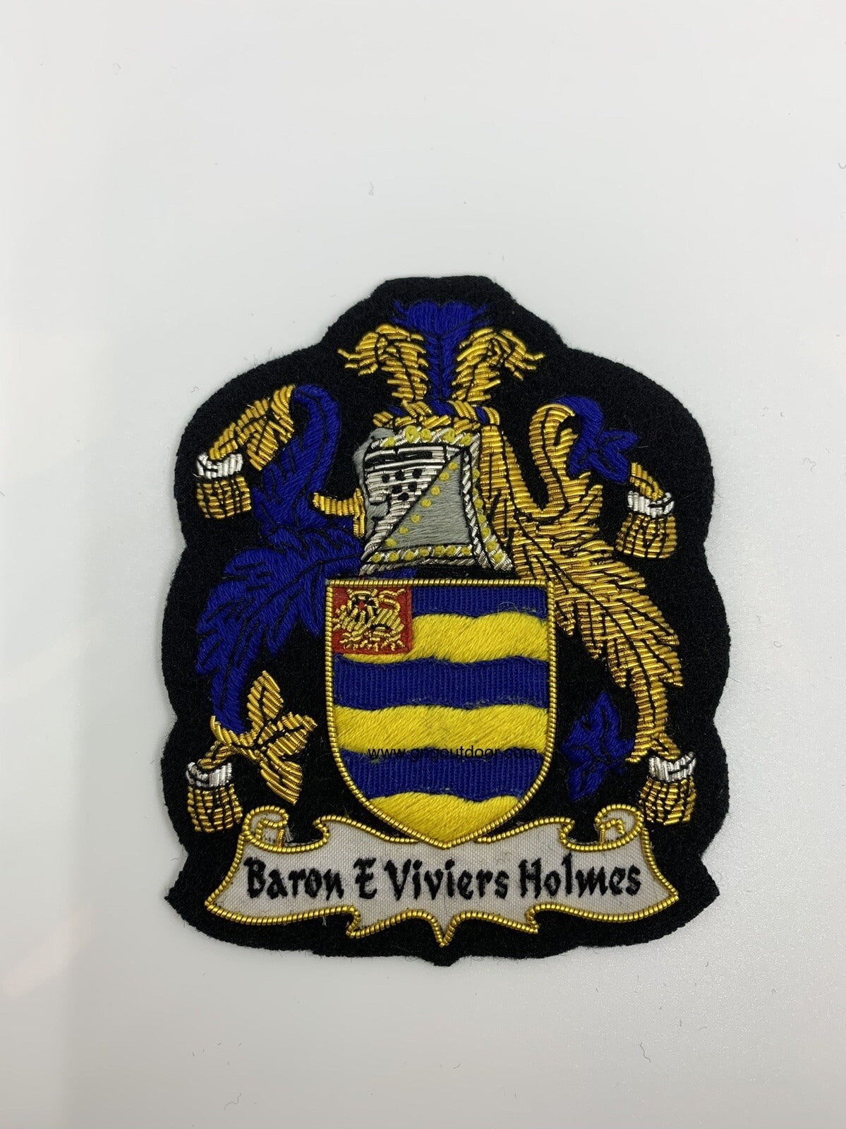 Baron E Viviers Holmes Family Crest Blazer Badge Hand Embroidered Bullion Crest