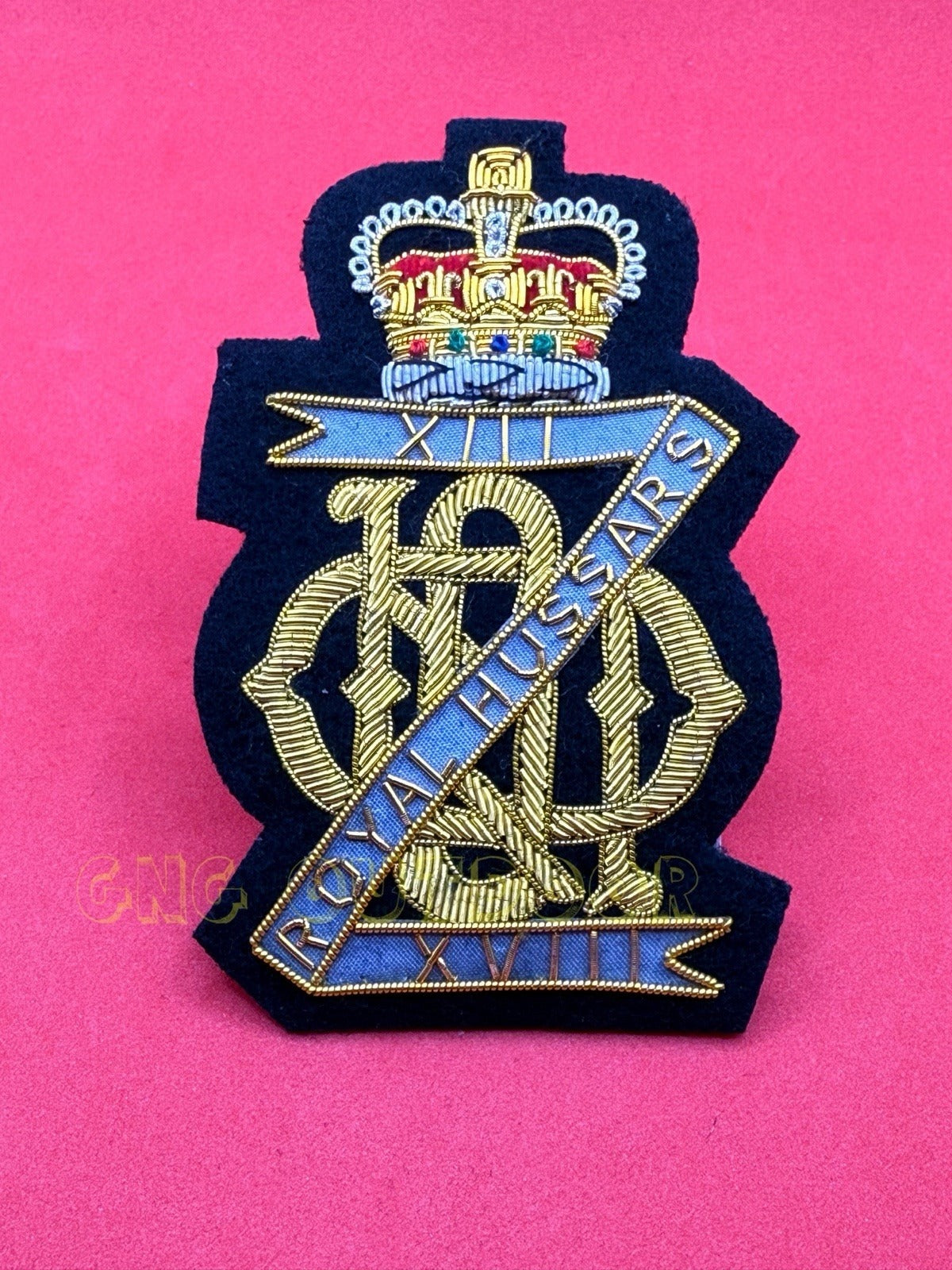 13th / 18th Royal Hussars Hand Embroidered Bullion And Wire Blazer Badge