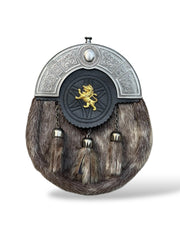 Scottish Gold Badge Kilt Sporran 3 Tassel Antique Sporran  Faux Fur Highland Sporran| Scottish Kilt Accessory