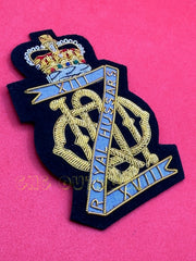 13th / 18th Royal Hussars Hand Embroidered Bullion And Wire Blazer Badge