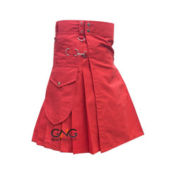 Men's Scottish Red Utility kilt Highland Modern fashion kilt Size: 28" to 60"