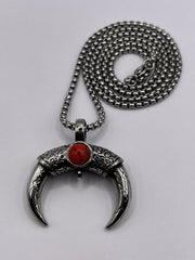 Viking Neck Pendant Double Horn Two Side Necklace Biker And Gothic Pendant
