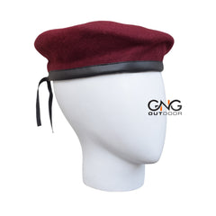 Military Maroon Wool Beret Hat for Men Army Style Cap, Small to 2XL