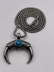 Viking Neck Pendant Double Horn Two Side Necklace Biker And Gothic Pendant