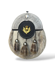 Gold Thistle Badge Kilt Sporran 3 Tassels Antique Sporran With Chain Strap