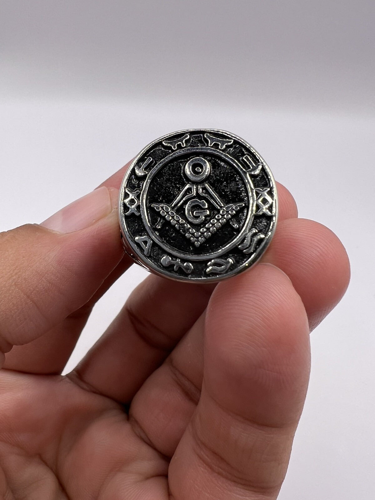 Masonic Square & Compass Ring Freemason G Symbol Stainless Steel Ring Size 11