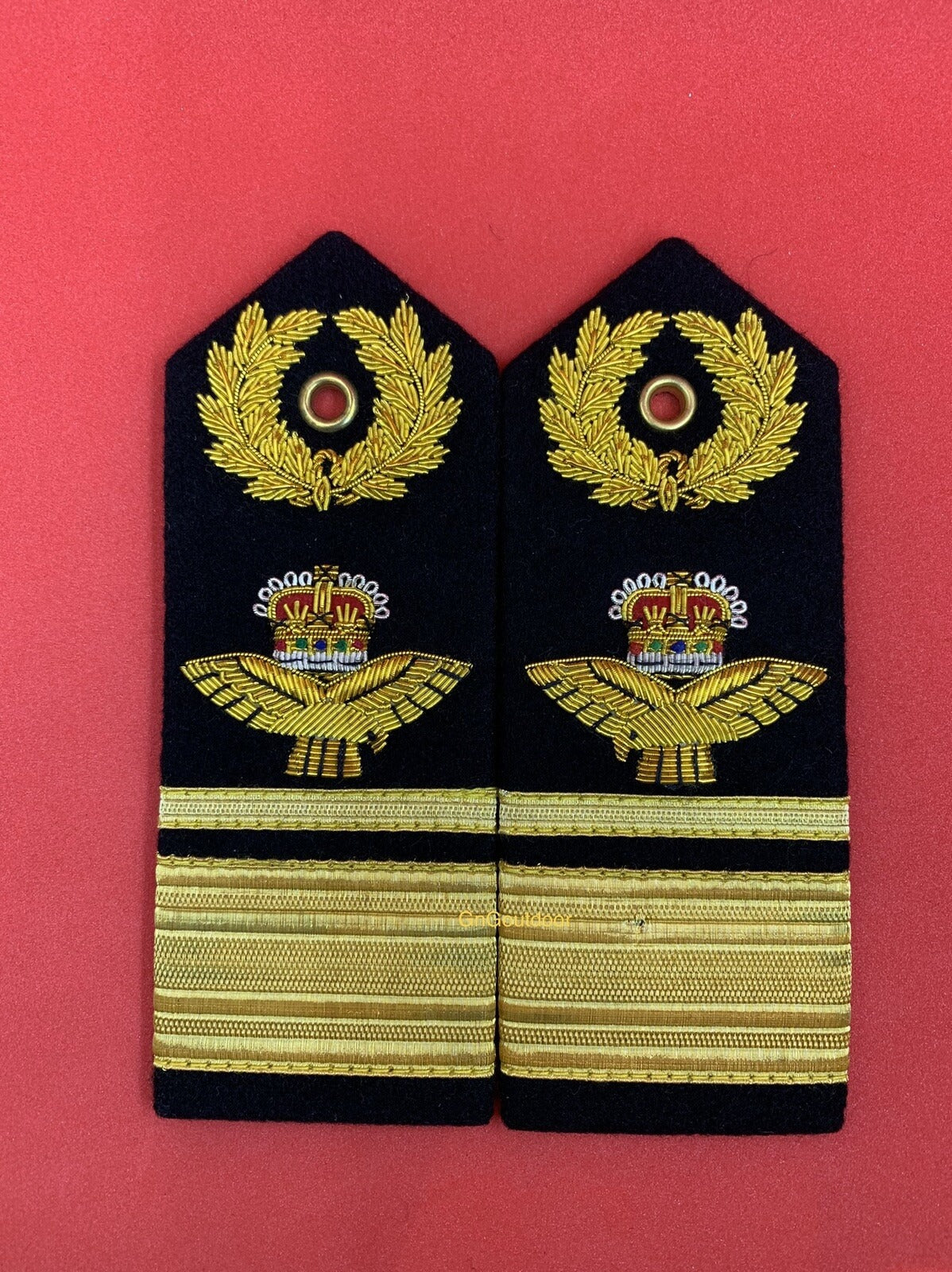 Air Vice-Marshal RAF Regiment Embroidered Gold Bullion Shoulder Epaulettes Rank Insignia
