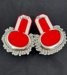 Marching Band Silver Moon Shoulder Epaulettes Heavy Silver Spiral Fringe Pair