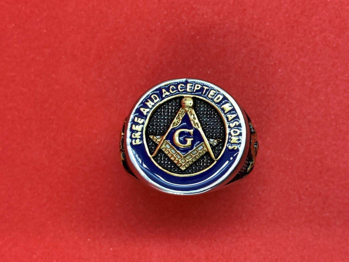 Free & Accepted Masons Masonic Ring Stainless Steel Silver Gold Tone Square Compass G Men’s Ring