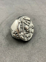 Men’s Masonic Skull Ring Stainless Steel Biker Ring Gothic Skull Head Freemason Jewelry