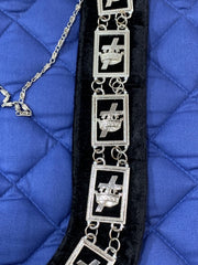 Masonic Regalia Knights Templar Silver Metal Chain Collar on Black Velvet