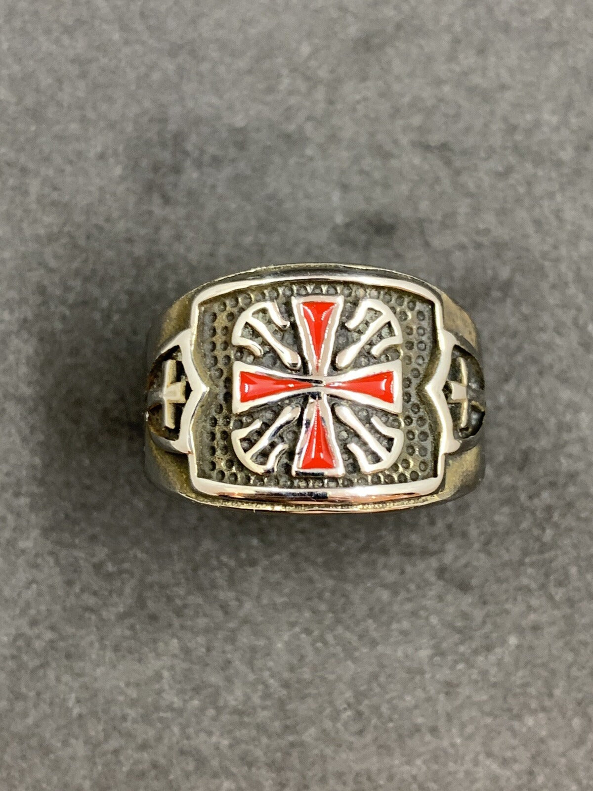 Templar Cross Silver Ring Stainless Steel Knight Templar Masonic Ring Men’s Cross Jewelry