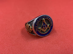 Free & Accepted Masons Masonic Ring Stainless Steel Silver Gold Tone Square Compass G Men’s Ring