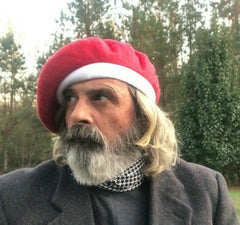 Christmas Red and White Wool Scot Bonnet Tam Hat Scottish Traditional Kilt Beret