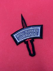 Royal Marine Commando Dagger Badge Embroidered Red Dagger On Black Iron On Patch