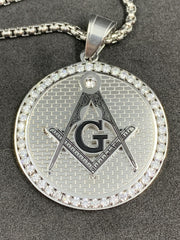 Masonic Square & Compass Silver G Symbol Pendant Freemason Unisex Necklace Charm Masonic Jewelry