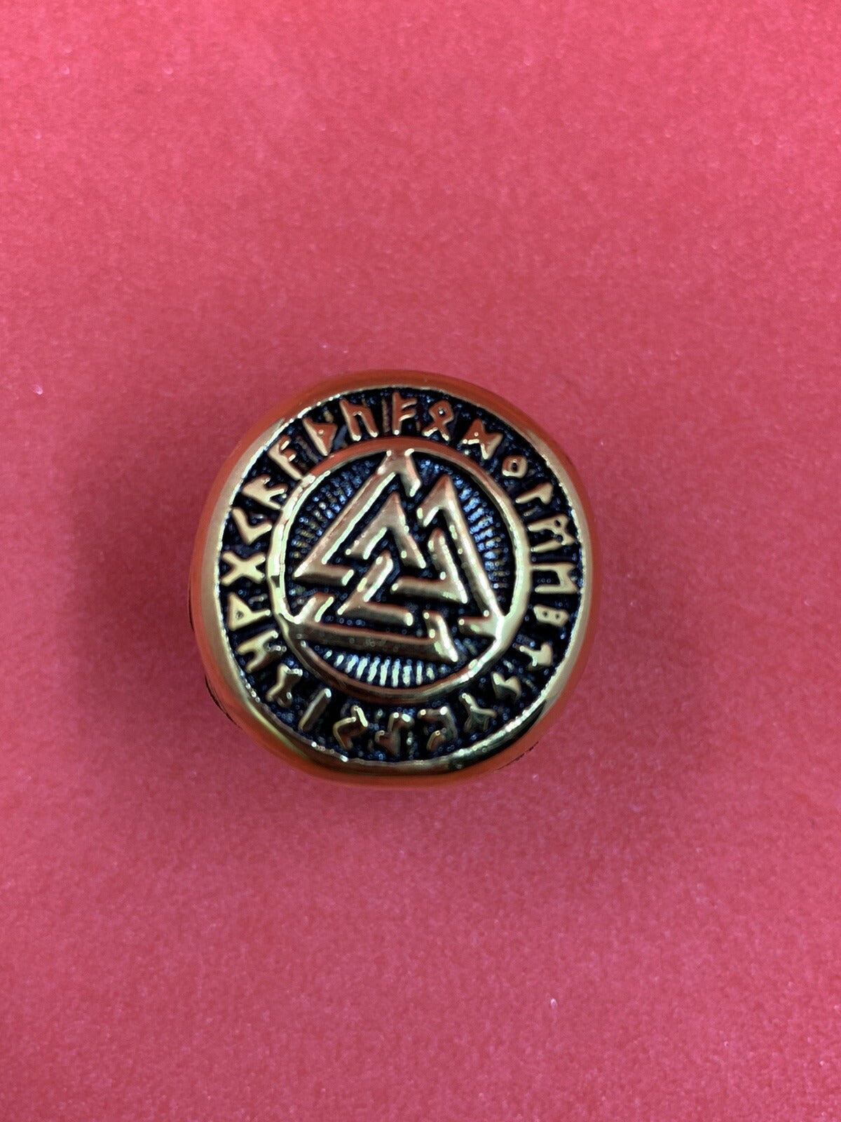 Stainless Steel Freemason Illuminati Gold Ring Masonic Triple Pyramid Symbol Ring