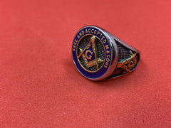 Free & Accepted Masons Masonic Ring Stainless Steel Silver Gold Tone Square Compass G Men’s Ring