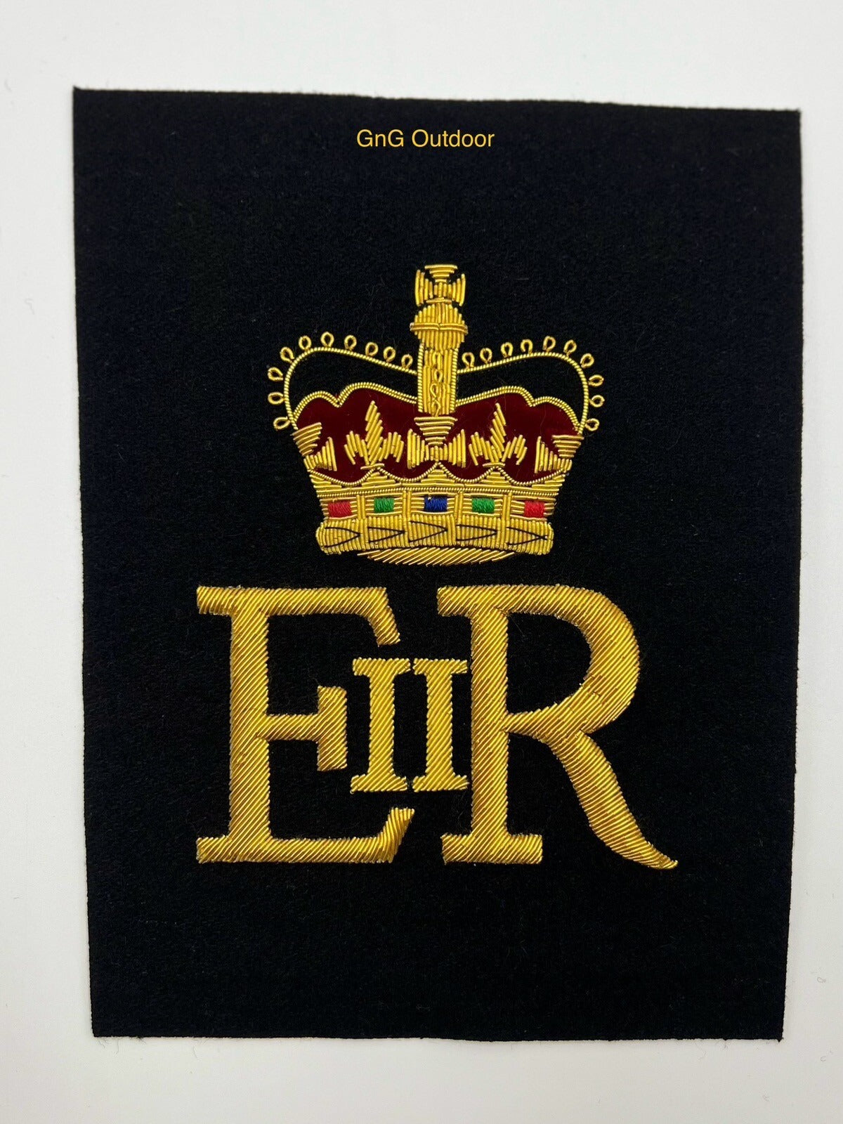Her Majesty The Queen’s Cypher EIIR Gold On Black Hand Embroidered Cypher Frame
