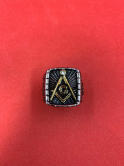 Master Mason Masonic Ring Stainless Steel Freemason Square & Compass Gold Tone Men’s Ring
