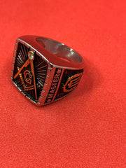 Master Mason Masonic Ring Stainless Steel Freemason Square & Compass Gold Tone Men’s Ring
