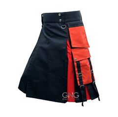 Men's Scottish Orange Pleat Utility kilt Halloween kilt Highland Fashion kilt