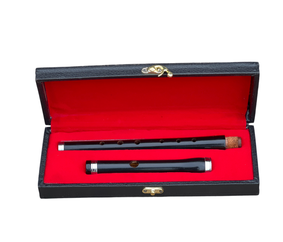Irish Black Rosewood Flute 2-Piece Traditional Wooden Flute with Carrying Case