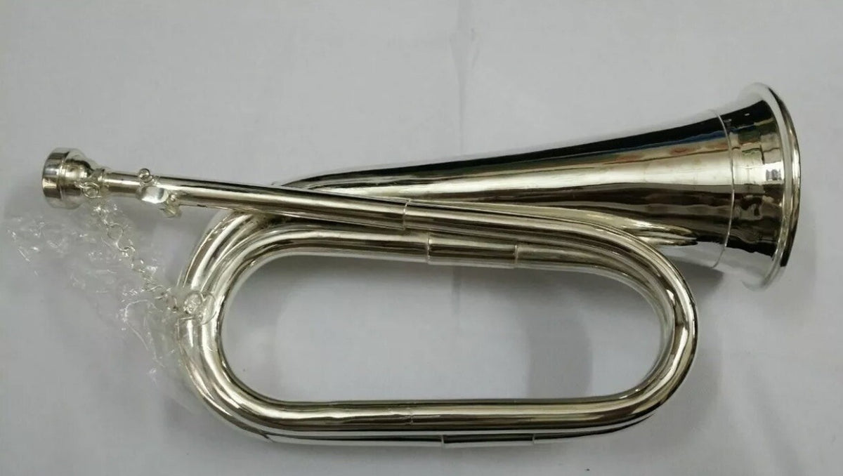 Professional British Army Style Silver Plated Bugle Tuneable Mouthpiece with Carrying Case