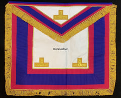 Masonic Mark Provincial Full Dress Lambskin Leather Apron & Collar Blue Red Gold Fringe Masonic Regalia