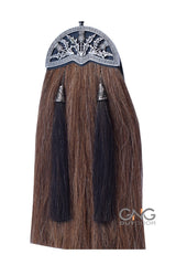 Brown Horse Hair Sporran 100% Original Two Black Tassels Bagpiper Kilt Sporran