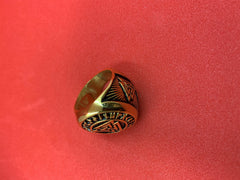 Stainless Steel Freemason Illuminati Gold Ring Masonic Triple Pyramid Symbol Ring