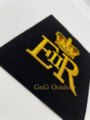 Her Majesty The Queen’s Cypher EIIR Gold On Black Hand Embroidered Cypher Frame