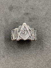 Masonic Square & Compass G Symbol Ring Freemason Stainless Steel Men’s Signet Ring