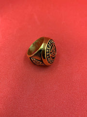 Stainless Steel Freemason Illuminati Gold Ring Masonic Triple Pyramid Symbol Ring