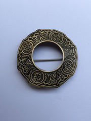 Scottish Brass Antique Celtic Fly Plaid Brooch - Antique Celtic Kilt Brooch