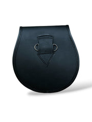Men's Stag Head Design Black Leather Kilt Sporran 3 Cross Tassel With Belt Chain