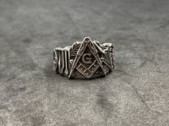 Masonic Square & Compass G Symbol Ring Freemason Stainless Steel Men’s Signet Ring