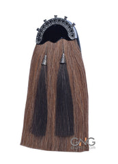 Scottish Brown Horse Hair Sporran Two Black Tassels Bagpiper Kilt Sporran