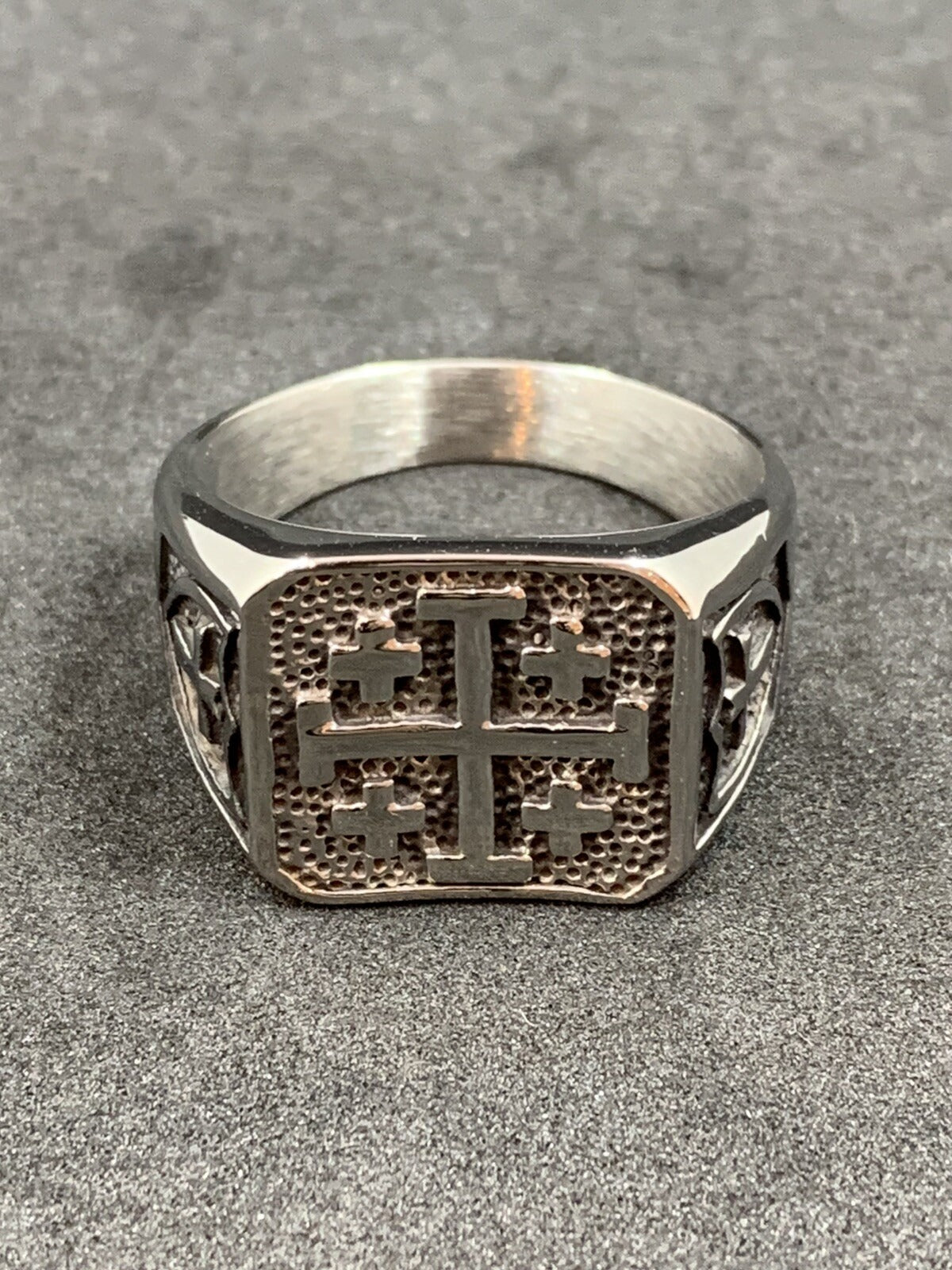 Knights Templar Men’s Ring Stainless Steel Masonic Knights Templar Cross Seal Signet Ring